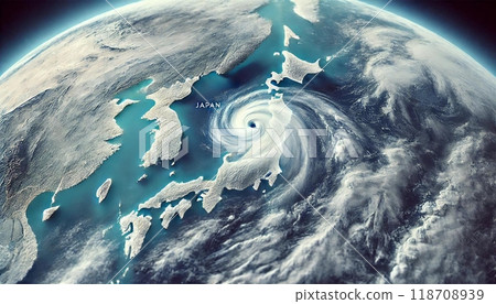 Typhoon cloud movement as seen from Earth 118708939