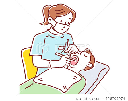 治療男人牙齒的女性牙醫 118709074