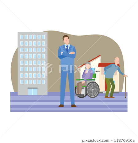 A man considering balancing work and caregiving 118709102