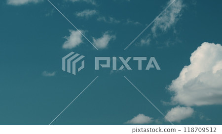 Beautiful Skies Are Moving. Beautiful Blue Sky With White Cumulus Clouds For Abstract Background. 118709512