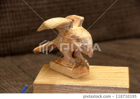 Sculpture, classroom, cherry tree, hawk, bird, with pedestal 118710195