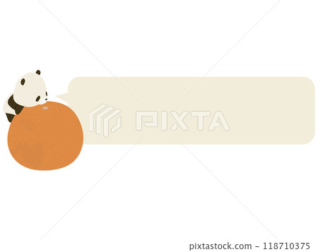 Panda riding on a mandarin orange. With speech bubble Panda riding on a mandarin orange. With speech bubble 118710375