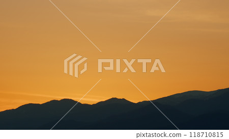 Sunrise. Sun Rising Behind The Mountain. Dramatic Sunrise Sky Over Mountains. Real time. 118710815