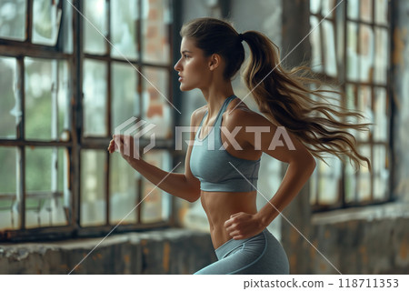 Dynamic Running in an Urban Environment Showcasing Health and Fitness at Dawn Dynamic Running in an Urban Environment Showcasing Health and Fitness at Dawn 118711353