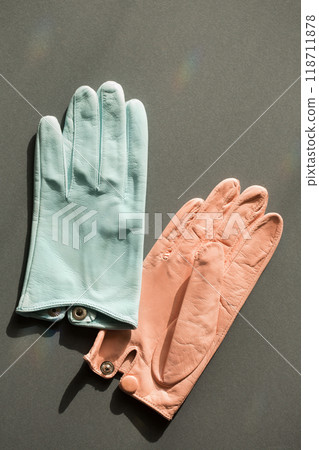 A pair of multi-colored gloves A pair of multi-colored gloves 118711878