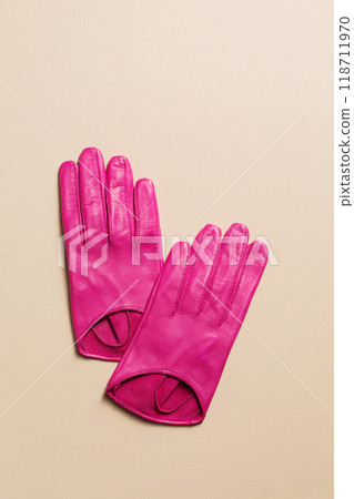 A pair of pink plain gloves A pair of pink plain gloves 118711970