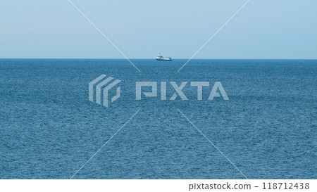 Seafood Production In The Sea Or Ocean. Fishing Boat Sails In The Open Sea. Real time. Seafood Production In The Sea Or Ocean. Fishing Boat Sails In The Open Sea. Real time. 118712438