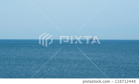 Fishing Vessel Sailing On Waves In Sea To Fish. Sea Summer Ocean Daylight Nature Background. Real time. Fishing Vessel Sailing On Waves In Sea To Fish. Sea Summer Ocean Daylight Nature Background. Real time. 118712448