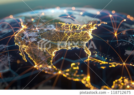 The concept of global connections. Interaction of regions of the globe 118712675