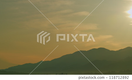 Bright Summer Sunrise And Dramatic Colors. Artistic Look With Vanilla Sky. Timelapse. 118712892