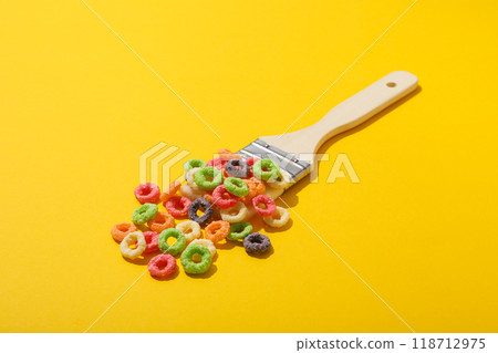 Colorful cornflakes, concept of tasty breakfast, morning food 118712975