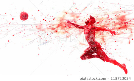 A Spirited Leap Through Abstract Red Lines 118713024