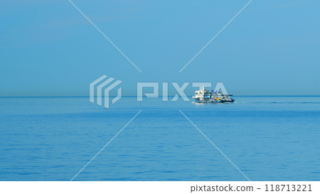 Fishing Boat Sails For Fishing. Fishing Boat In The Middle Of The Sea. Still. 118713221