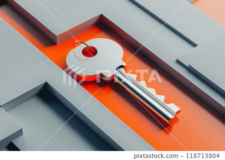 The key to the house on an orange background. Real estate, insurance concept, mortgage, house purchase and sale, realtor concept 118713804