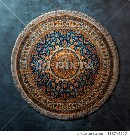 Persian rug with ornate medallion and decorative borders 118714217