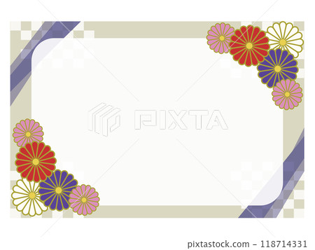 Chrysanthemum and checkered frame Chrysanthemum and checkered frame 118714331
