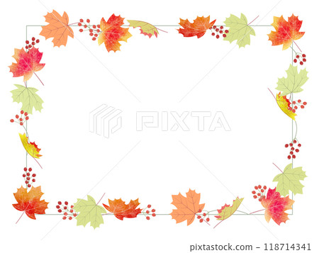 秋天的楓樹和紅色水果框架 秋天的楓樹和紅色水果框架 118714341