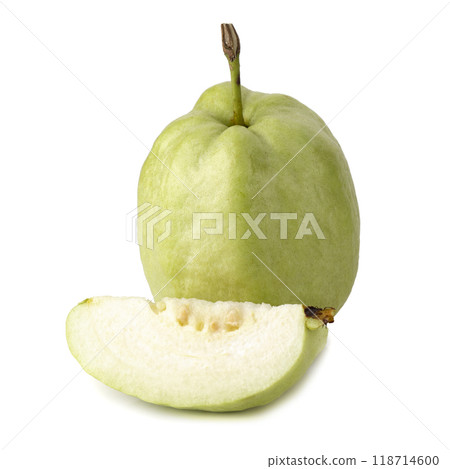 Green Ripe Guava isolated on a white background Green Ripe Guava isolated on a white background 118714600