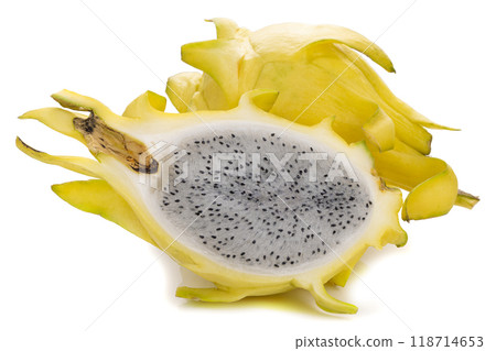 Fresh Yellow dragon fruit isolated on a white background 118714653