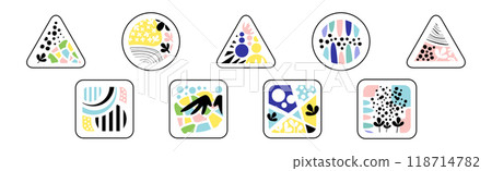 Geometric Shape Color Pattern and Print Vector Set 118714782