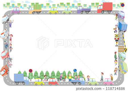 Traffic safety (frame of city roads, cars, trucks, railroad crossings, etc.) 118714886
