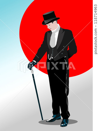 London handsome gentlemen. 3d hand drawn vector illustration 118714963