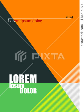 Vector illustration. Abstract geometric background set. Design element for cover, poster, book cover, brochure, headline. Color linear shapes. Line art. Flat concept. Futuristic modern graphic. Hand Vector illustration. Abstract geometric background set. Design element for cover, poster, book cover, brochure, headline. Color linear shapes. Line art. Flat concept. Futuristic modern graphic. Hand 118714974