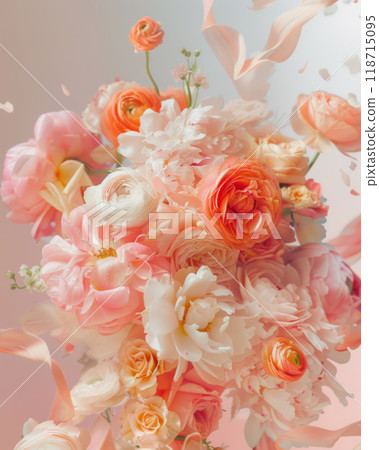 Elegant Wedding Bouquet with Soft Pink and White Flowers Elegant Wedding Bouquet with Soft Pink and White Flowers 118715095