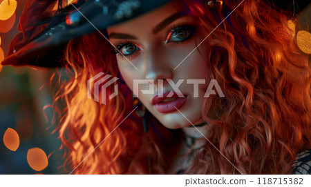 Enchanting Witch in Autumn Forest 118715382