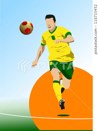 Poster of Soccer (football). Colored Vector hand drawn 3d illustration. Poster of Soccer (football). Colored Vector hand drawn 3d illustration. 118715452