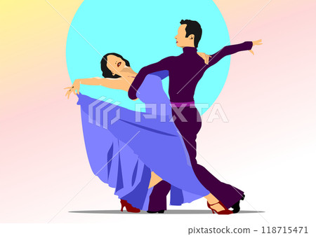 Young flexible female contemporary dancer. 3d color hand drawn vector illustration 118715471