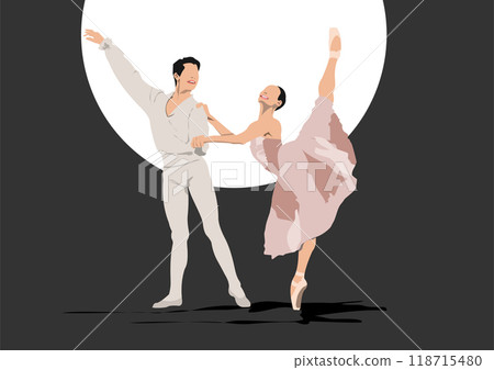 Composition from silhouettes of dancers. Color Vector illustration. Hand drawn illustration 118715480