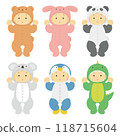Illustration of a baby wearing a costume 118715604