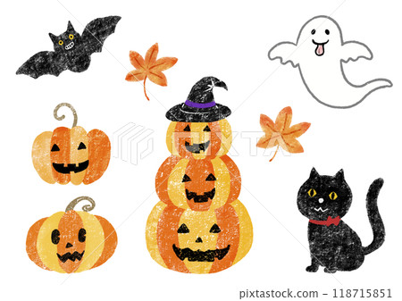 Hand-drawn illustration set of Halloween materials 118715851