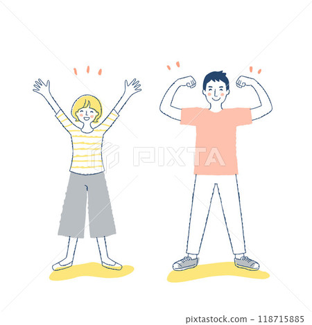 Men and women in energetic poses Men and women in energetic poses 118715885