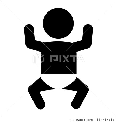 Pictogram of a baby wearing a diaper Pictogram of a baby wearing a diaper 118716314