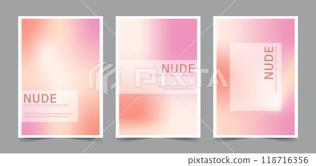 Nude Gradient. Pastel pink Backgrounds. Abstract soft backdrop. Set of banners for social media. Minimal blur wallpaper. Trendy Vector illustration 118716356