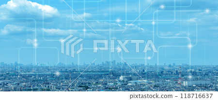 City and network image, radio waves, cyberspace City and network image, radio waves, cyberspace 118716637