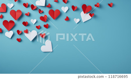 paper hearts on a blue background 118716695