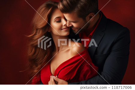 Happy couple hug each other. Concept for valentines day 118717006