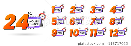 Urgency countdown timer numbers of hours to go, last offer badges Urgency countdown timer numbers of hours to go, last offer badges 118717023