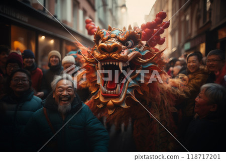 Chinese people celebrate Chinese New Year at a traditional festival 118717201