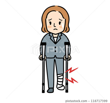 一名腿斷了的女上班族的插圖 一名腿斷了的女上班族的插圖 118717399