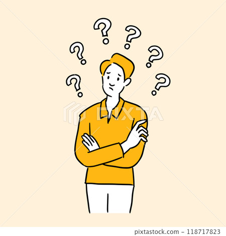 Illustration material of a man feeling doubt 118717823