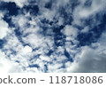 Dramatic Cloudy Sky with Bright Blue Background 118718086