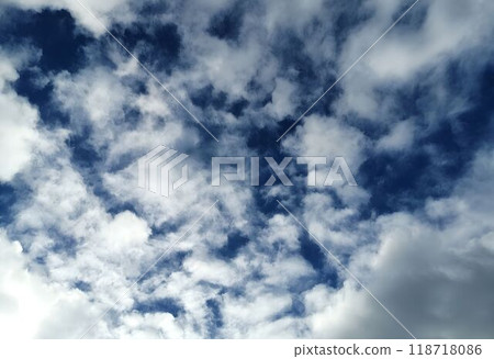 Dramatic Cloudy Sky with Bright Blue Background Dramatic Cloudy Sky with Bright Blue Background 118718086