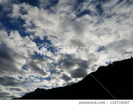 Dramatic Cloudy Sky Over Mountain Landscape Dramatic Cloudy Sky Over Mountain Landscape 118718087