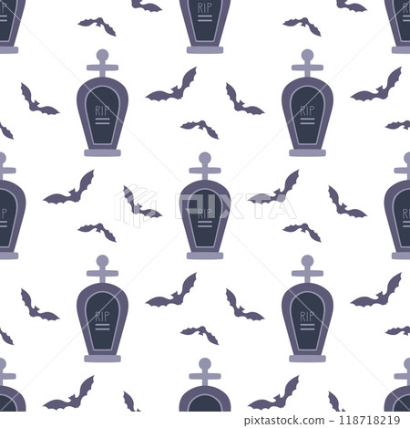 halloween seamless pattern with headstone 118718219