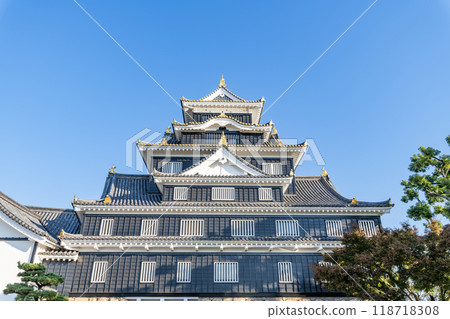 Okayama City, Okayama Prefecture, one of Japan's 100 most famous castles, Okayama Castle tower on a clear day after the major renovation for the Reiwa era Okayama City, Okayama Prefecture, one of Japan's 100 most famous castles, Okayama Castle tower on a clear day after the major renovation for the Reiwa era 118718308