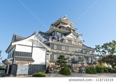 岡山縣岡山市，日本百座名城，令和重大整修後晴天的岡山城塔 118718319